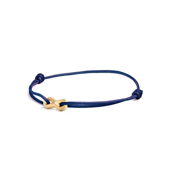 1,5 mm blaues Nylonarmband mit vergoldetem Infinity-Zeichen - Infinity Blue Gold